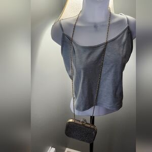 Payless Glitter Clutch with Gold Accents